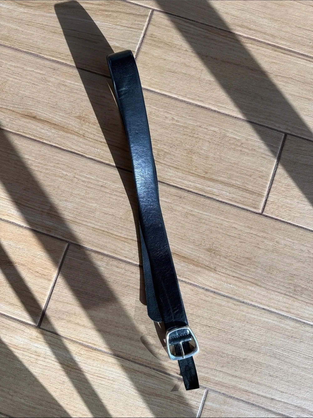 Zara Black Leather Belt with Silver Buckle